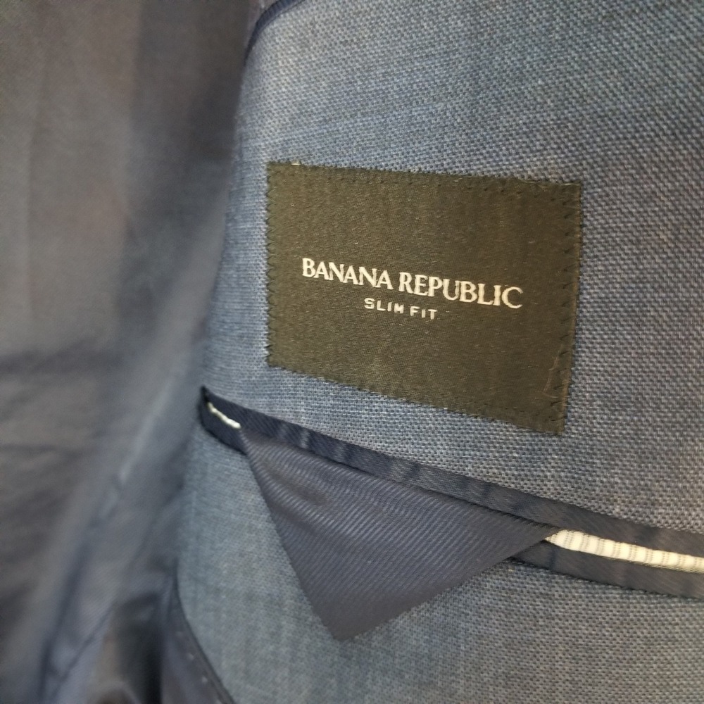 Banana Republic Suit Jacket Mens 40R Blue Slim Fit Marzotto Italian Wool Blazer - Picture 4 of 10